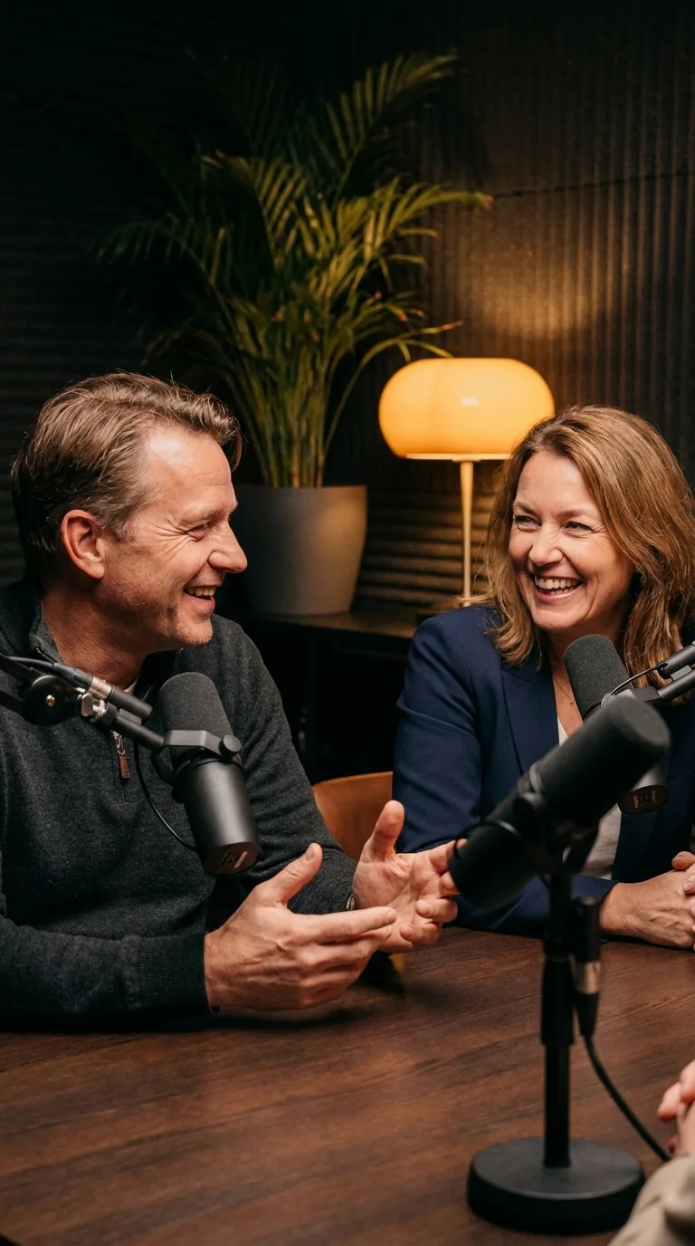 Opname van een video-podcast in de studio met meerdere camera’s